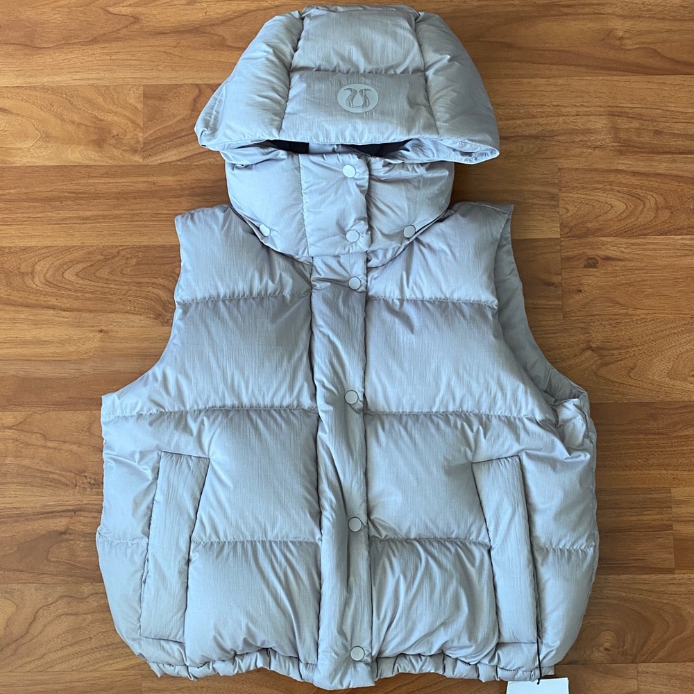 ❤️ Lululemon Wunder Puff Cropped Vest Size 6 Heathered Raw Linen NWT